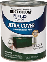 Painter's Touch Ultra Cover 1938502 Enamel Paint, Water Base, Gloss Sheen, Hunter Green, 1 qt, Can